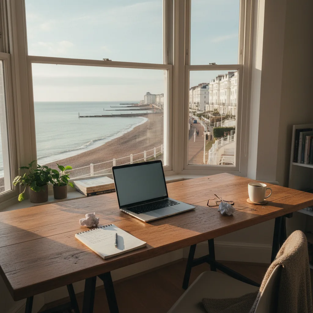 The Brighton seafront and a local workspace